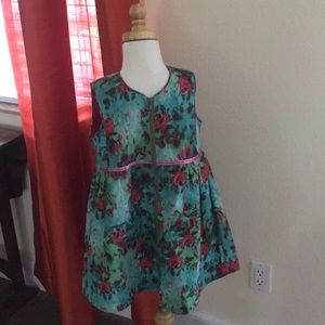 OILILY NWT Aqua Red Watercolor Dress 104 4 4T girl